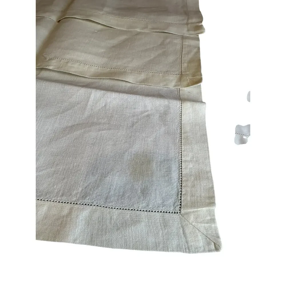 Vintage Linen Hemstitch Table Linens Placemats Runner Cream White